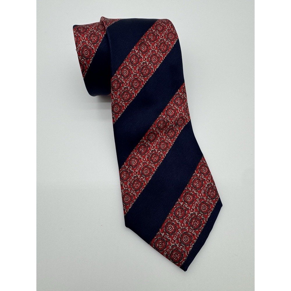 Napoleon Stefano Ricci Silk Tie Navy Red Medallion Stripe Italy Designer